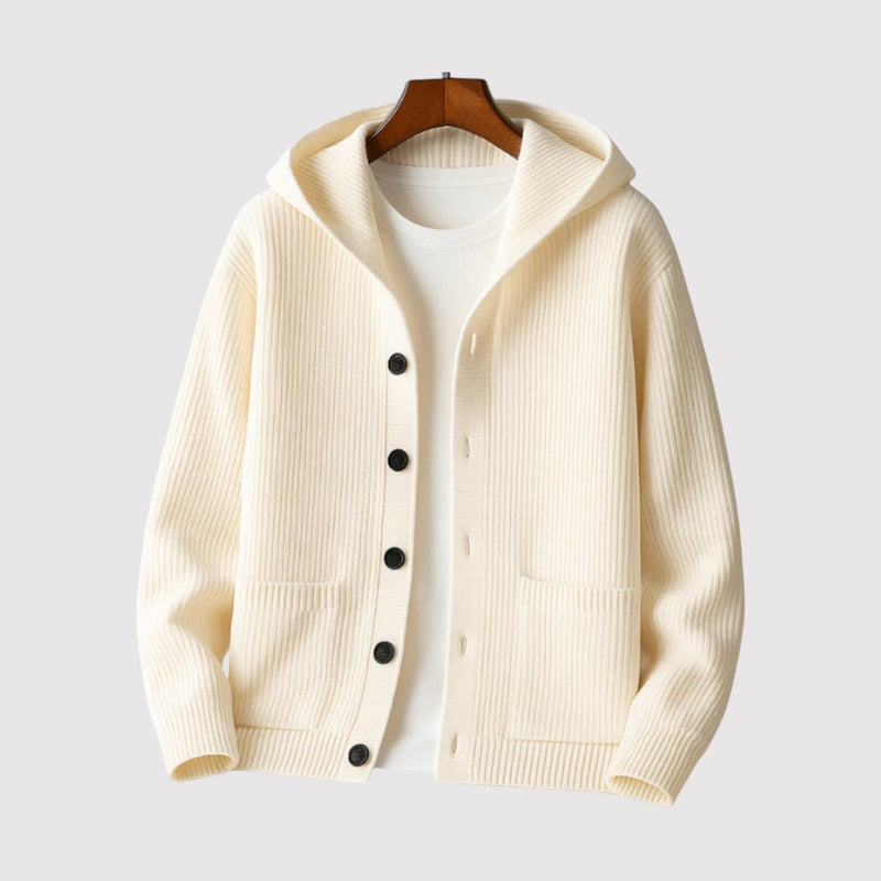 Men's Soft Hooded Cardigan Relaxed Fit Long Sleeve Open Front Cozy