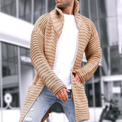 Men's Cardigan Jacket Stand-Up Collar Front Pockets Casual Layering