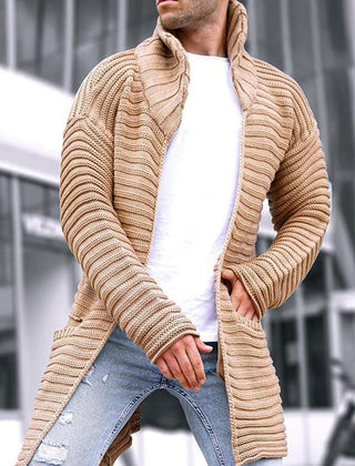 Men's Cardigan Jacket Stand-Up Collar Front Pockets Casual Layering