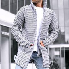 Men's Cardigan Jacket Stand-Up Collar Front Pockets Casual Layering