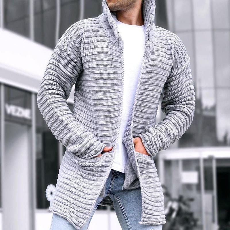 Men's Cardigan Jacket Stand-Up Collar Front Pockets Casual Layering