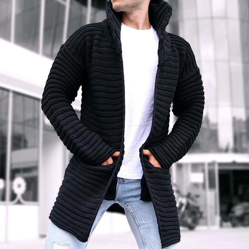 Men's Cardigan Jacket Stand-Up Collar Front Pockets Casual Layering