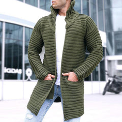 Men's Cardigan Jacket Stand-Up Collar Front Pockets Casual Layering