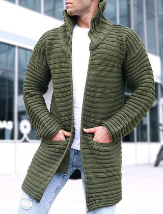 Men's Cardigan Jacket Stand-Up Collar Front Pockets Casual Layering