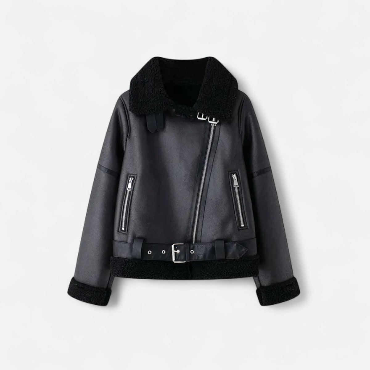 Women's Sleek Belted Jacket Tailored Fit Long Sleeve Classic Stylish Everyday