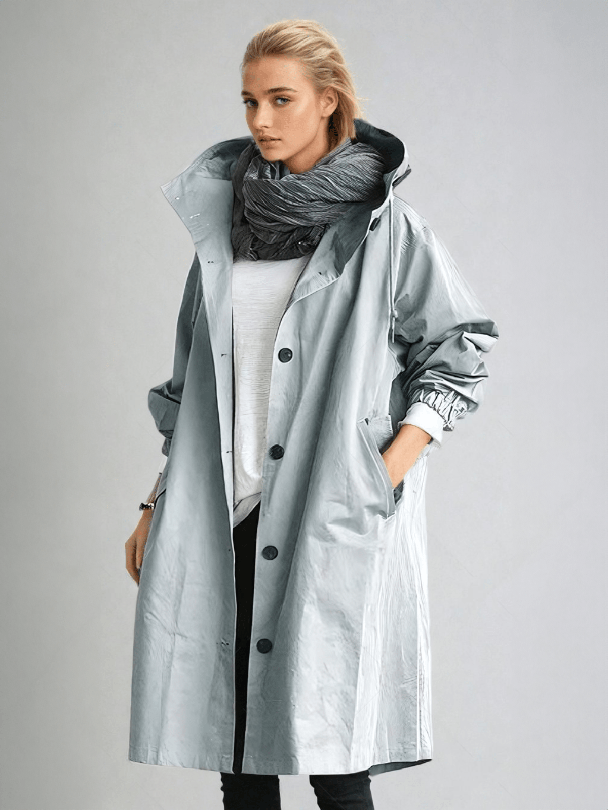 Women's Water-Repellent Trench Coat Long Sleeve Belted Classic Outerwear