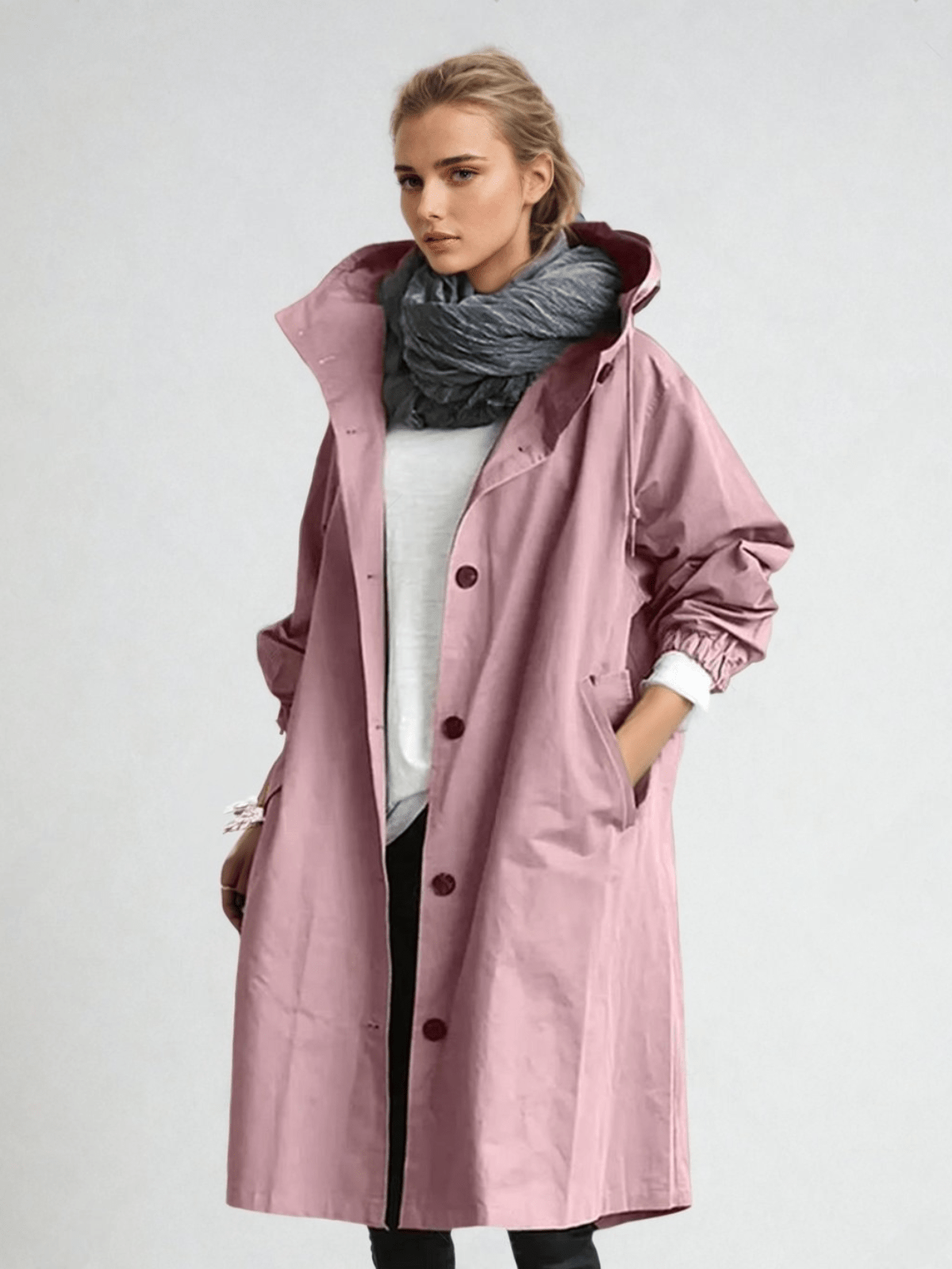 Women's Water-Repellent Trench Coat Long Sleeve Belted Classic Outerwear
