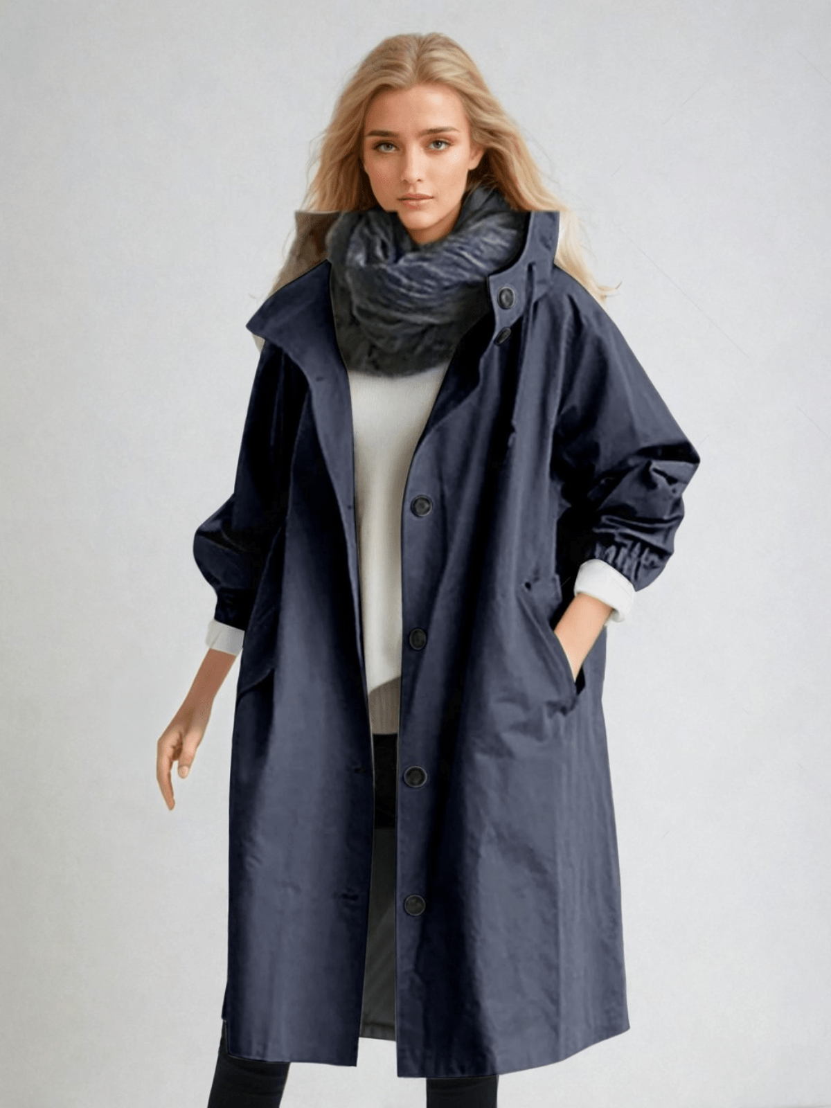 Women's Water-Repellent Trench Coat Long Sleeve Belted Classic Outerwear