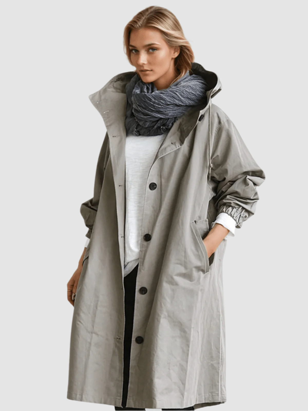 Women's Water-Repellent Trench Coat Long Sleeve Belted Classic Outerwear