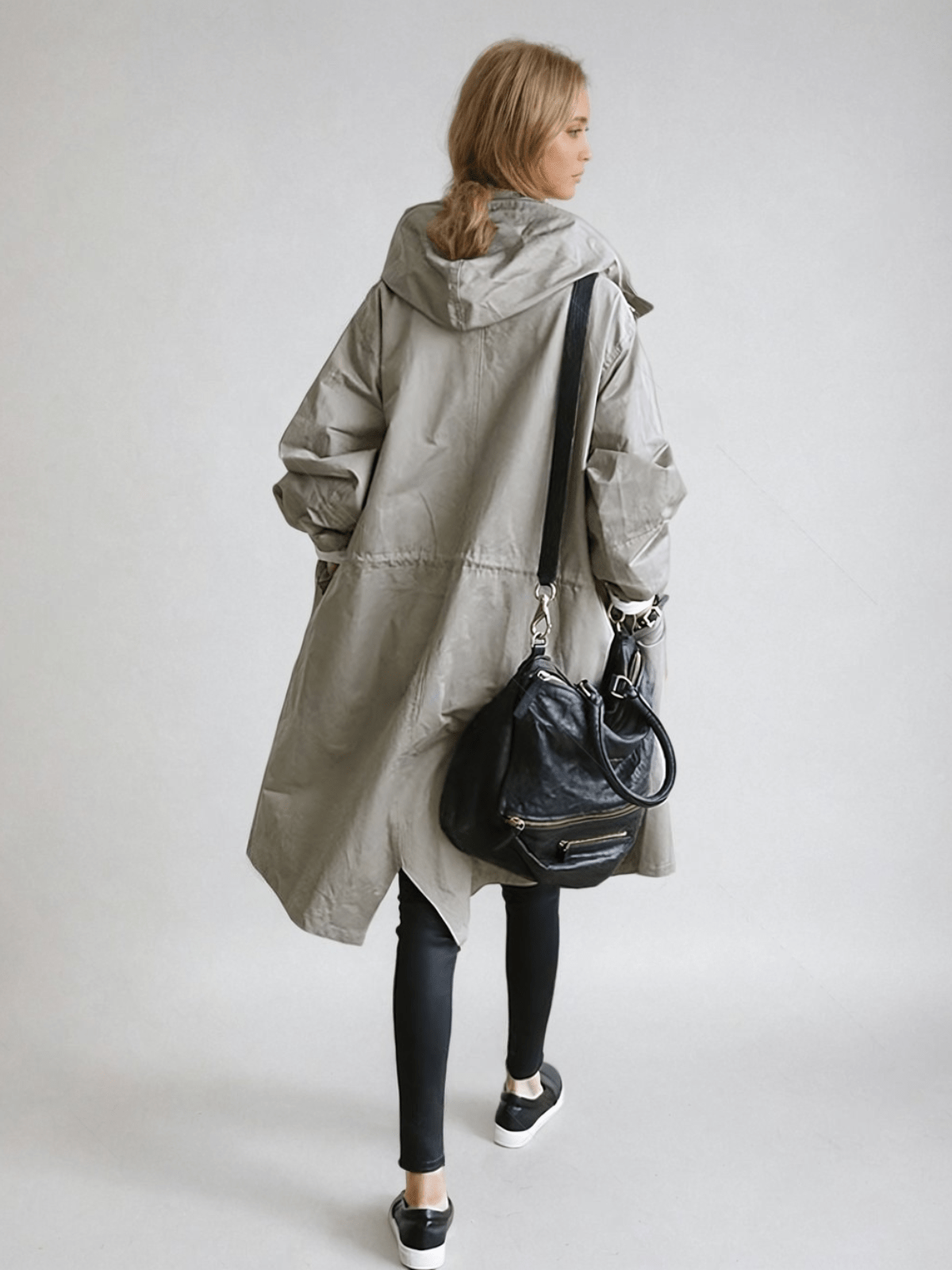 Women's Water-Repellent Trench Coat Long Sleeve Belted Classic Outerwear