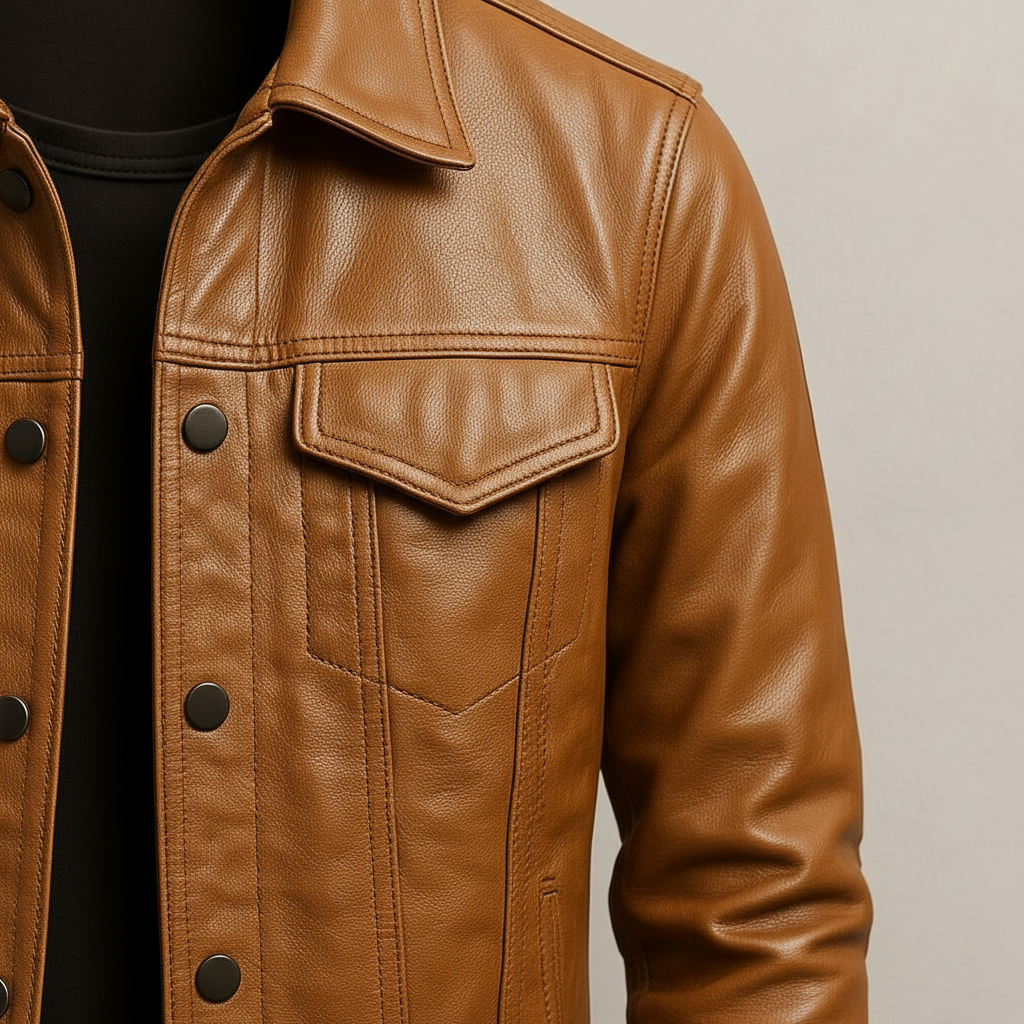 Men's Classic Biker Jacket Slim Fit Zip Front Asymmetrical Style Everyday