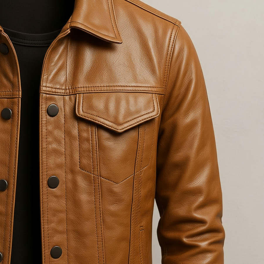 Men's Classic Biker Jacket Slim Fit Zip Front Asymmetrical Style Everyday