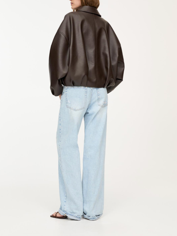 Women's Oversized Leather Jacket Belted Design Casual Everyday Fashion