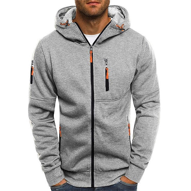 Men's Casual Zip-Up Hoodie Relaxed Fit Long Sleeve Everyday Layering