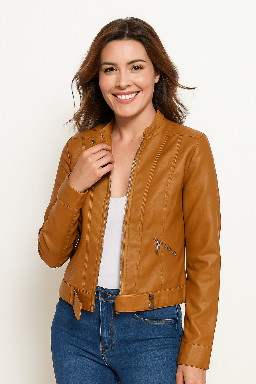Women's Modern High-Neck Relaxed Jacket Stylish Casual Everyday Layering