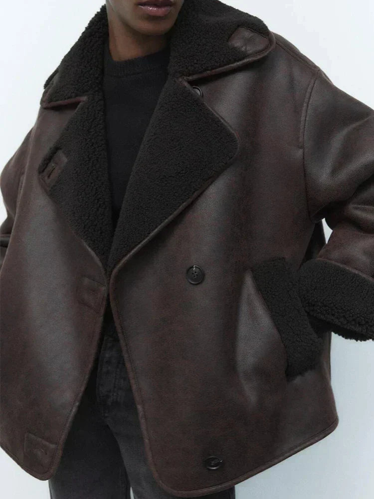 Women's Oversized Draped Jacket Sleek Design Casual Everyday Layering