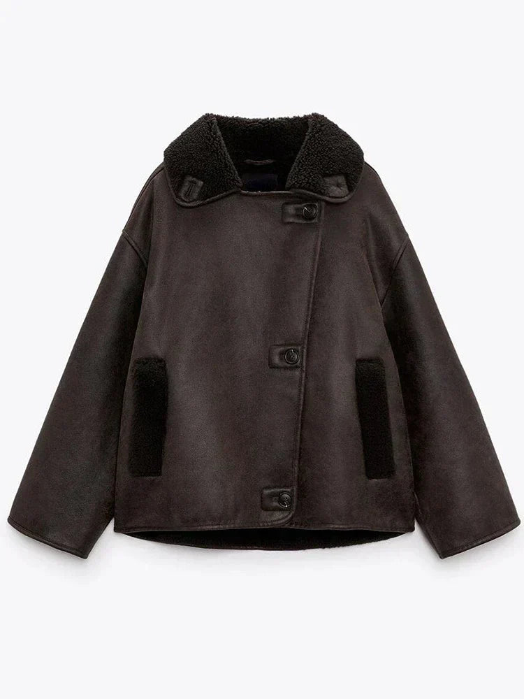 Women's Oversized Draped Jacket Sleek Design Casual Everyday Layering