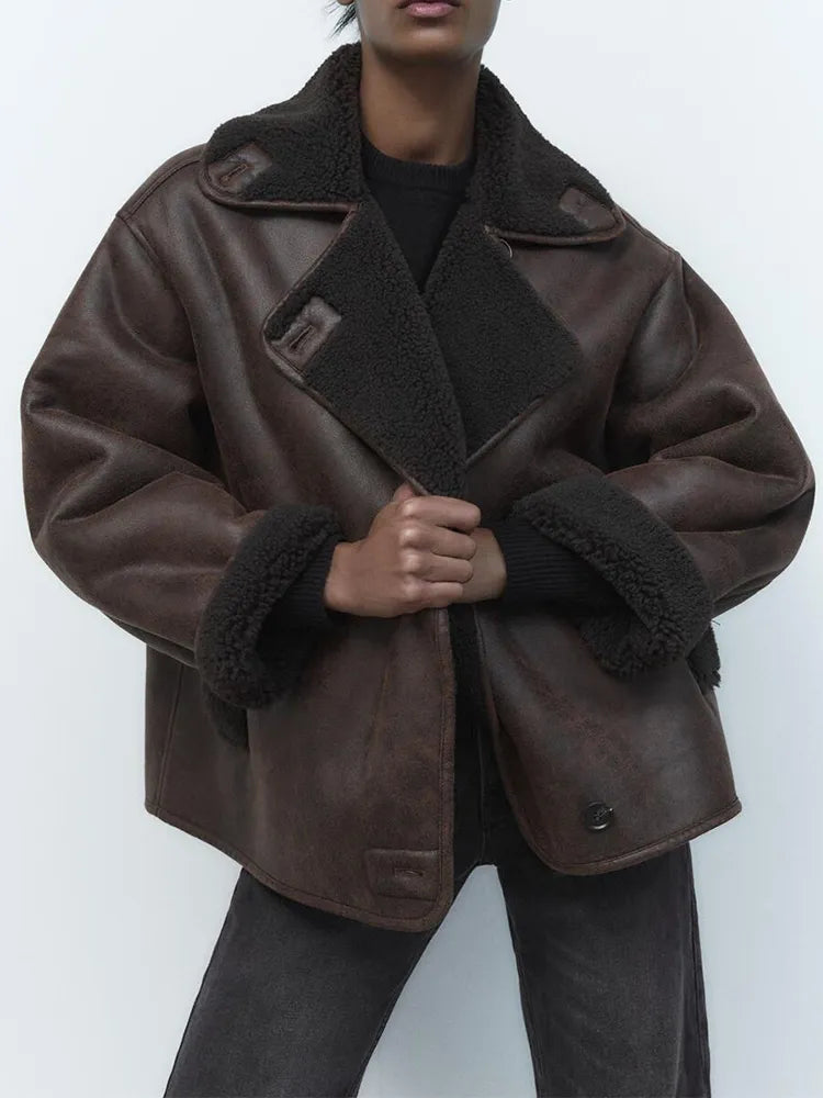 Women's Oversized Draped Jacket Sleek Design Casual Everyday Layering