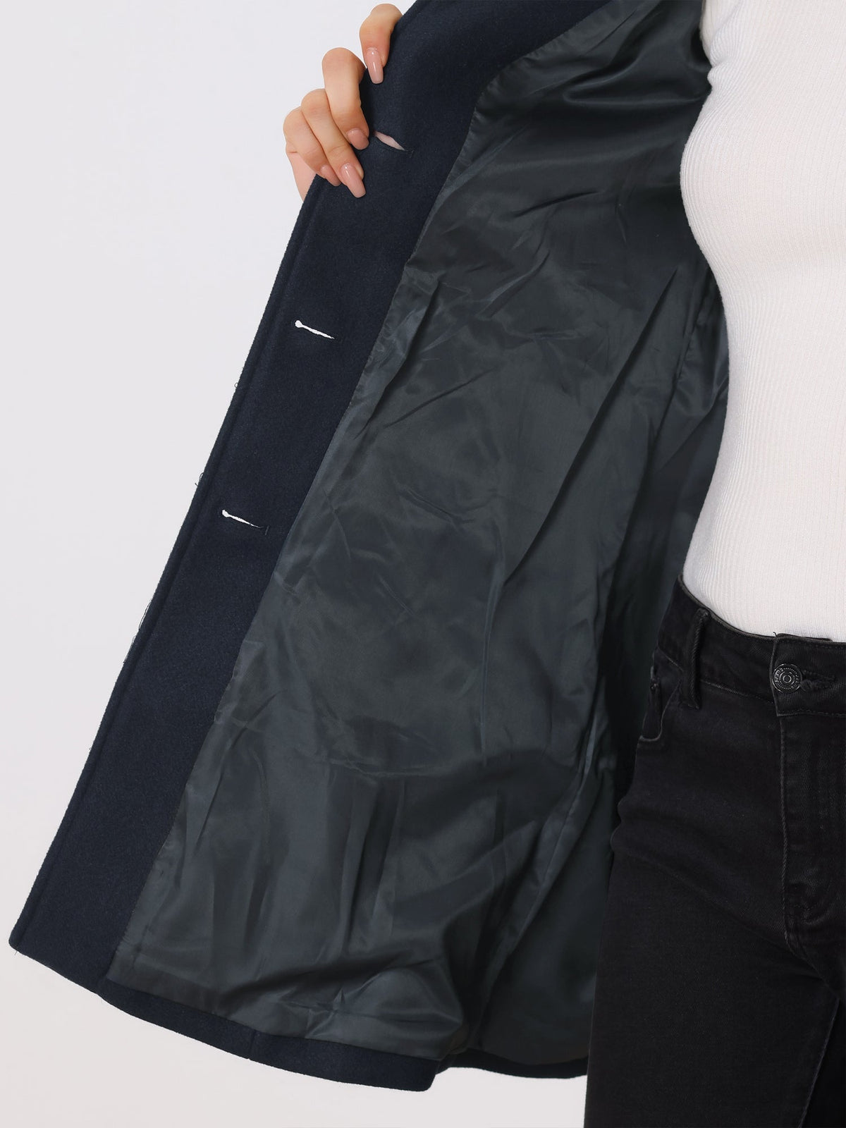 Women's Fit and Flare Coat Button-Front Classic Style Layered Chic