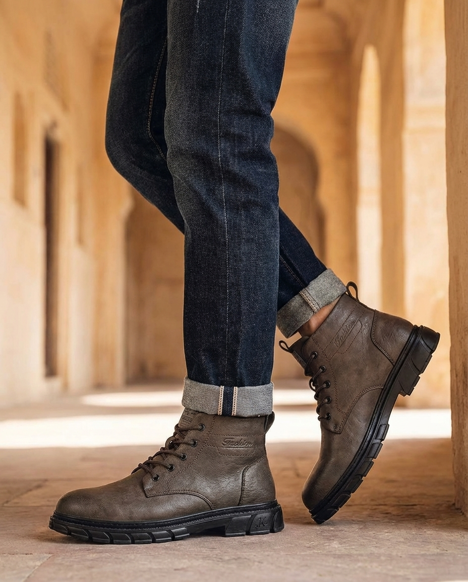 Men's Stylish Ankle Boots Lace-Up Casual Versatile Everyday Outdoor