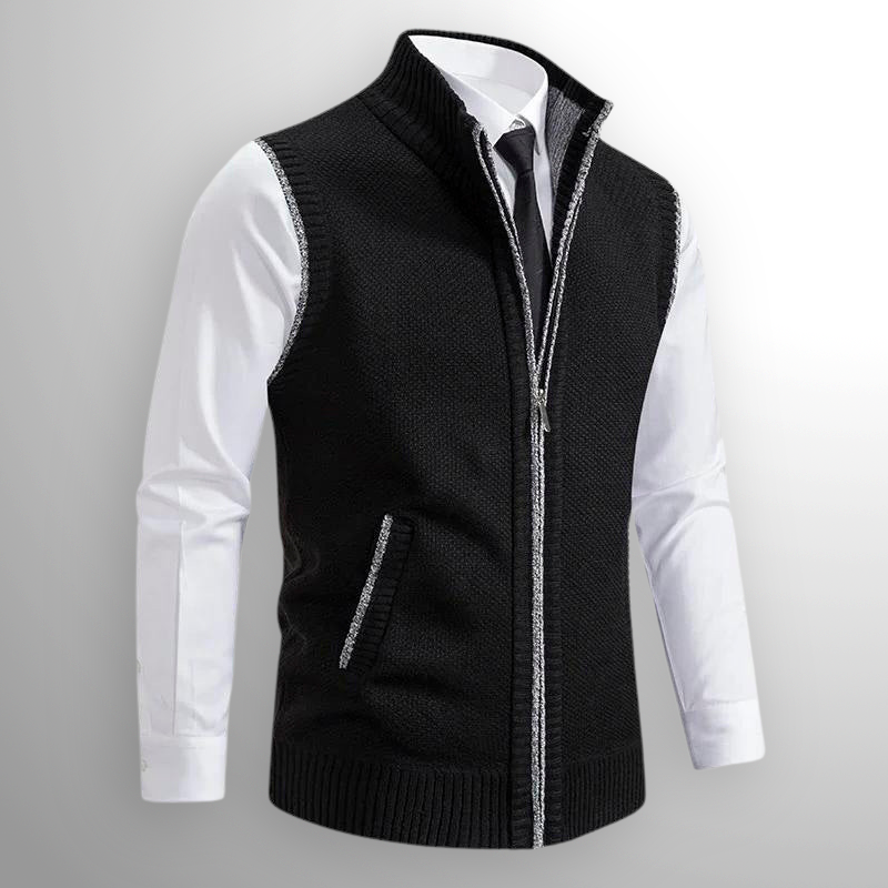 Men's Zip-Up Sweater Vest Casual Fit Layering Versatile Everyday Style