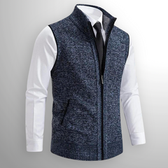 Men's Zip-Up Sweater Vest Casual Fit Layering Versatile Everyday Style