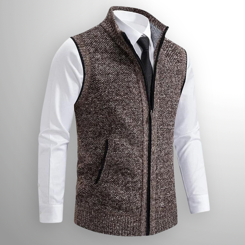 Men's Zip-Up Sweater Vest Casual Fit Layering Versatile Everyday Style