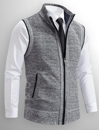Men's Zip-Up Sweater Vest Casual Fit Layering Versatile Everyday Style