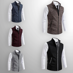 Men's Zip-Up Sweater Vest Casual Fit Layering Versatile Everyday Style