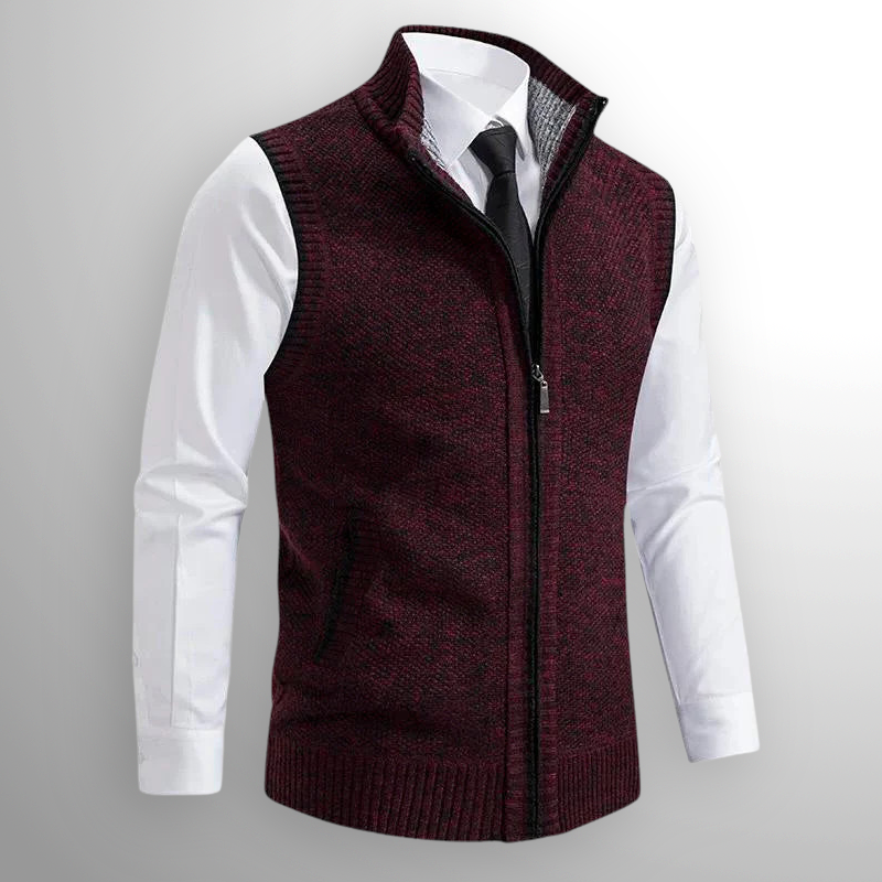 Men's Zip-Up Sweater Vest Casual Fit Layering Versatile Everyday Style