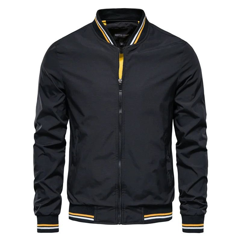 Men's Bomber Jacket Relaxed Fit Zip Front Ribbed Cuffs Casual Everyday