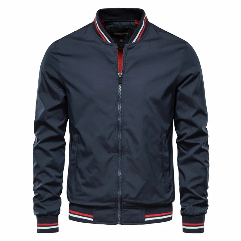 Men's Bomber Jacket Relaxed Fit Zip Front Ribbed Cuffs Casual Everyday