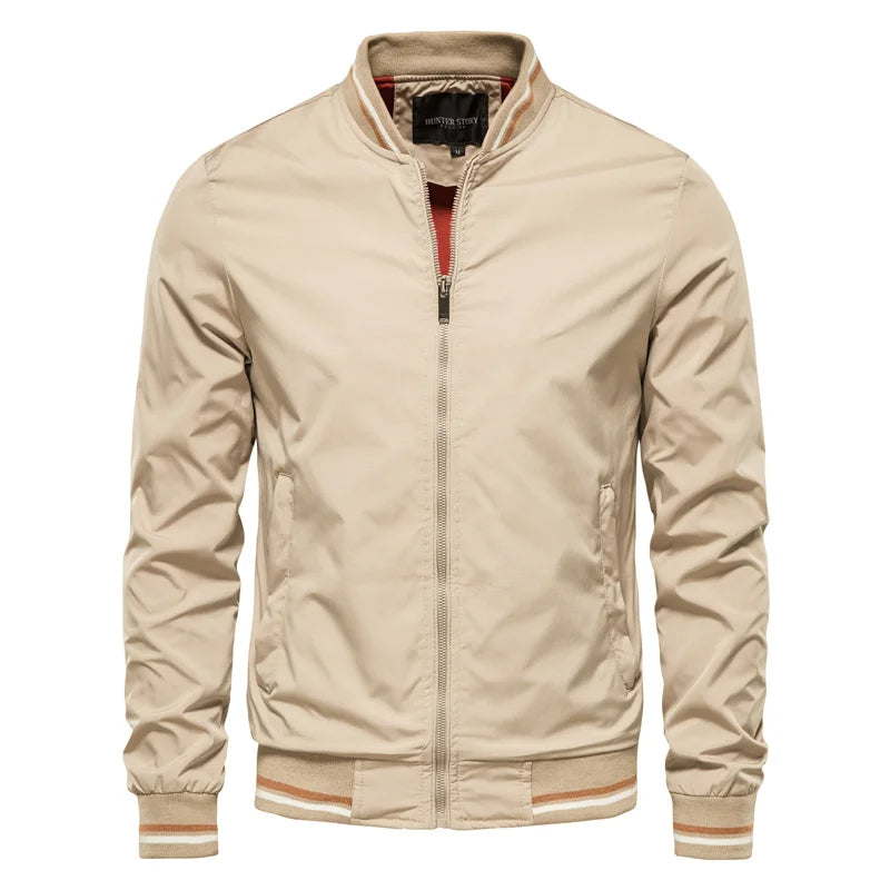 Men's Bomber Jacket Relaxed Fit Zip Front Ribbed Cuffs Casual Everyday