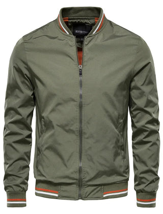 Men's Bomber Jacket Relaxed Fit Zip Front Ribbed Cuffs Casual Everyday
