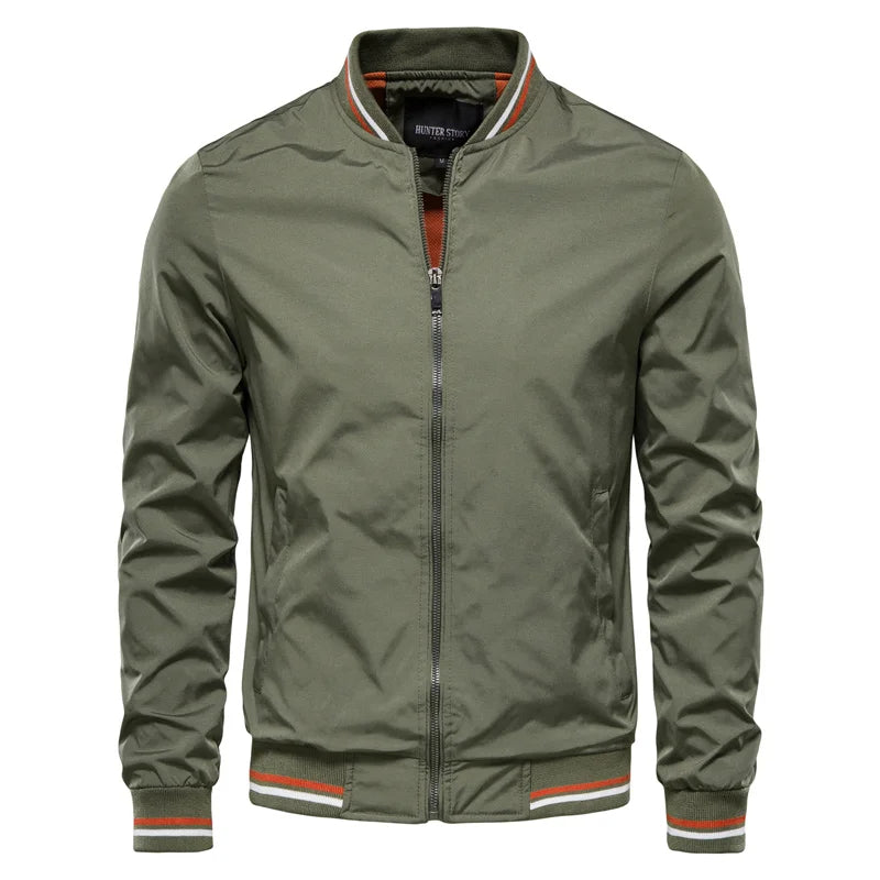 Men's Bomber Jacket Relaxed Fit Zip Front Ribbed Cuffs Casual Everyday