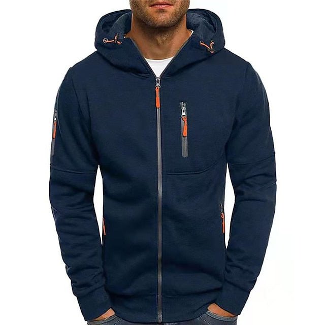 Men's Casual Zip-Up Hoodie Relaxed Fit Long Sleeve Everyday Layering