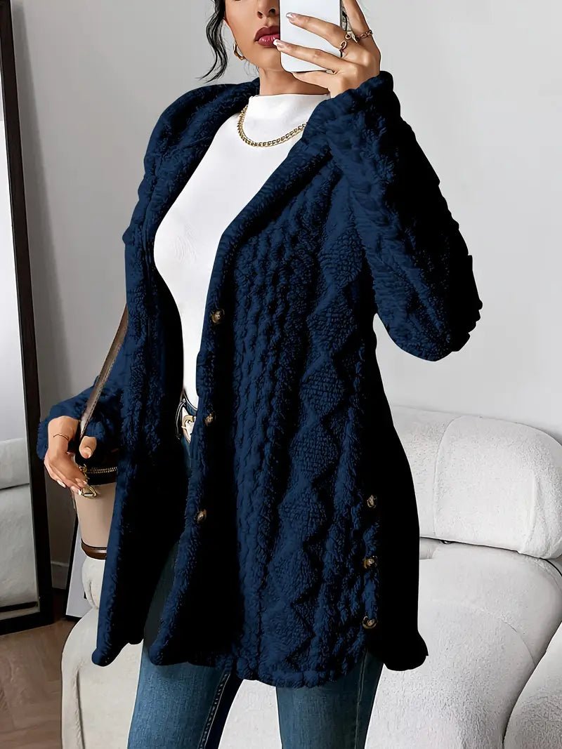 Women's Hooded Cardigan Sweater Button-Front Long Style Cozy Layering