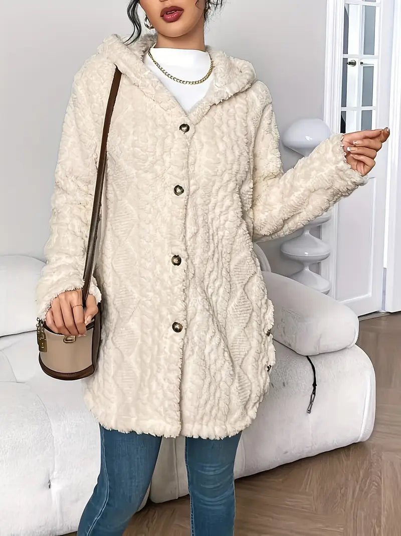 Women's Hooded Cardigan Sweater Button-Front Long Style Cozy Layering