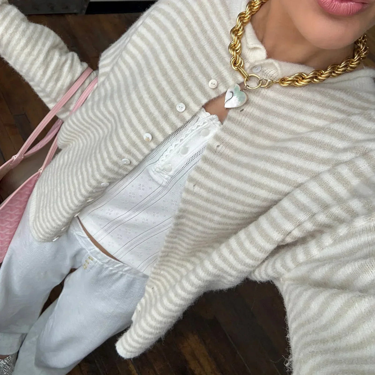 Women's Oversized Striped Cardigan Sweater Long Sleeve Button Front Knit Style