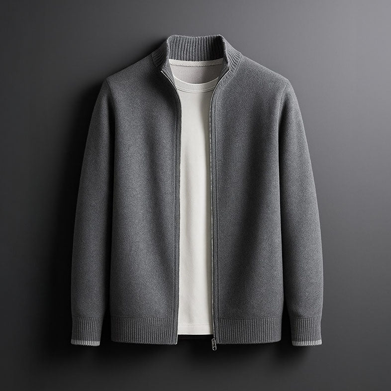 Men's Zip-Up Jacket Slim Fit Long Sleeve Stand Collar Casual Everyday