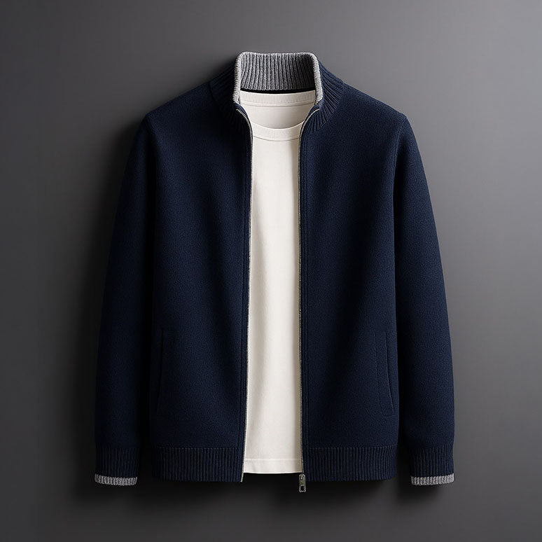 Men's Zip-Up Jacket Slim Fit Long Sleeve Stand Collar Casual Everyday